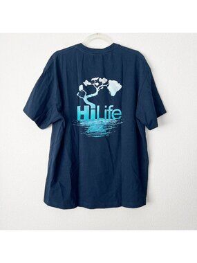 HiLife Hawaii Mens XL Navy Blue Short Sleeve Graphic Tee Tshirt